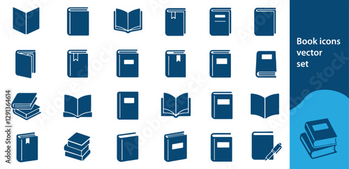 Book icon set. E-book icon combined with closed book icon.