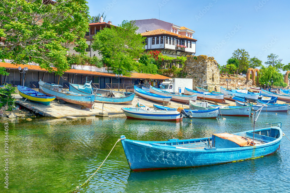 Fototapeta premium Fishing boats, Nessebur, Bulgaria