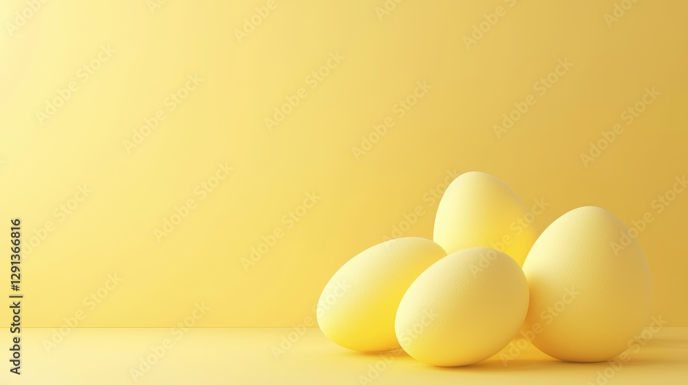 Easter Yellow 3d background minimalistic mockup with space for text Easter Yellow 3d background minimalistic mockup with space for text