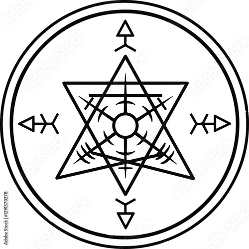 Vector icon with symbol of demon Asmodeus.