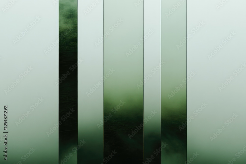 Faint green hues blend through transparent panels, creating drea Faint green hues blend through transparent panels, creating drea