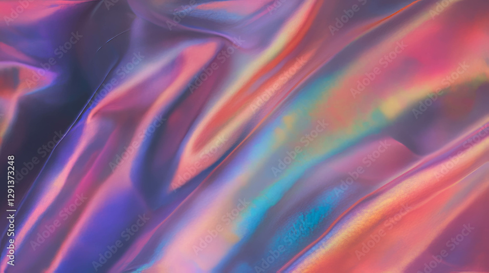 Obraz premium Iridescent fabric texture with colorful shifting patterns for design