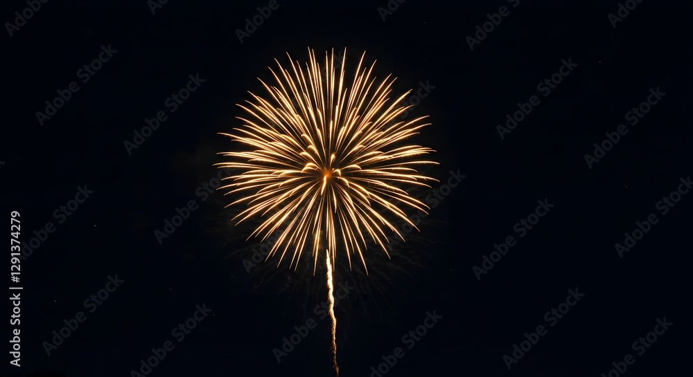 A golden firework explosion in the night sky, symbolizing celebration and excitement. A golden firework explosion in the night sky, symbolizing celebration and excitement.