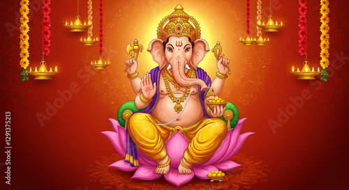 Ganesha with Golden Aura - ...