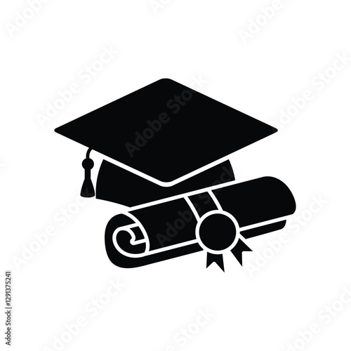 graduation hat and certificate icon vector