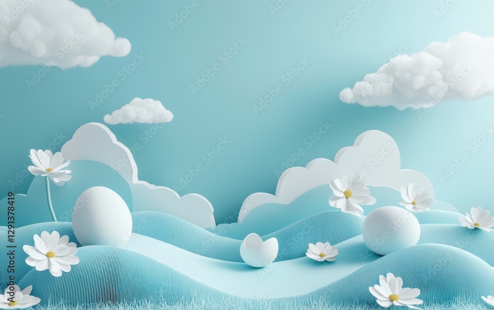 Easter Sky 3d background minimalistic mockup with space for text Easter Sky 3d background minimalistic mockup with space for text