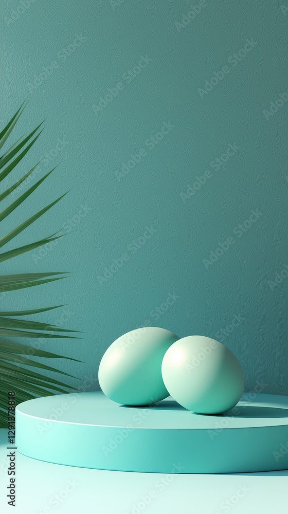 Easter Teal 3d background minimalistic mockup with space for text Easter Teal 3d background minimalistic mockup with space for text
