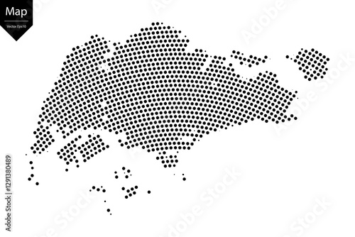 Abstract image Singapore map from point Black on a white background. Vector illustration eps 10.	
