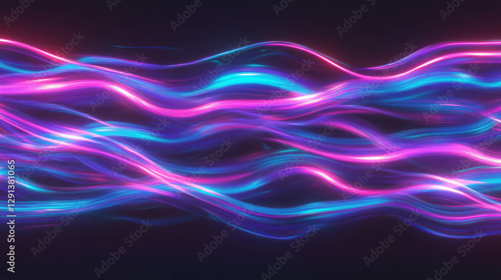 Fototapeta premium Vibrant neon light abstract with dark blue background for modern design