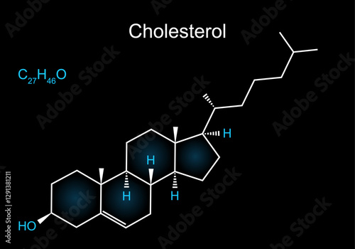 Cholesterol molecule. Skeletal formula of Lipid