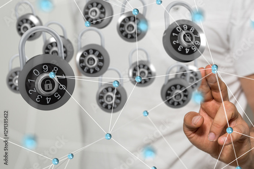 network holding in hand 3d ...