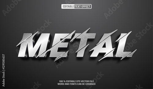 Editable 3d text style effect - Grey Metalic text effect Template	
