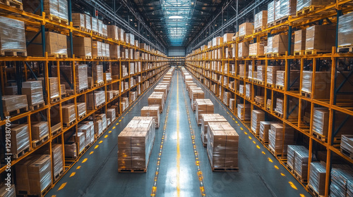 Wallpaper Mural AI-controlled industrial warehouse with automated forklifts, robotic inventory management, and real-time logistics tracking Torontodigital.ca