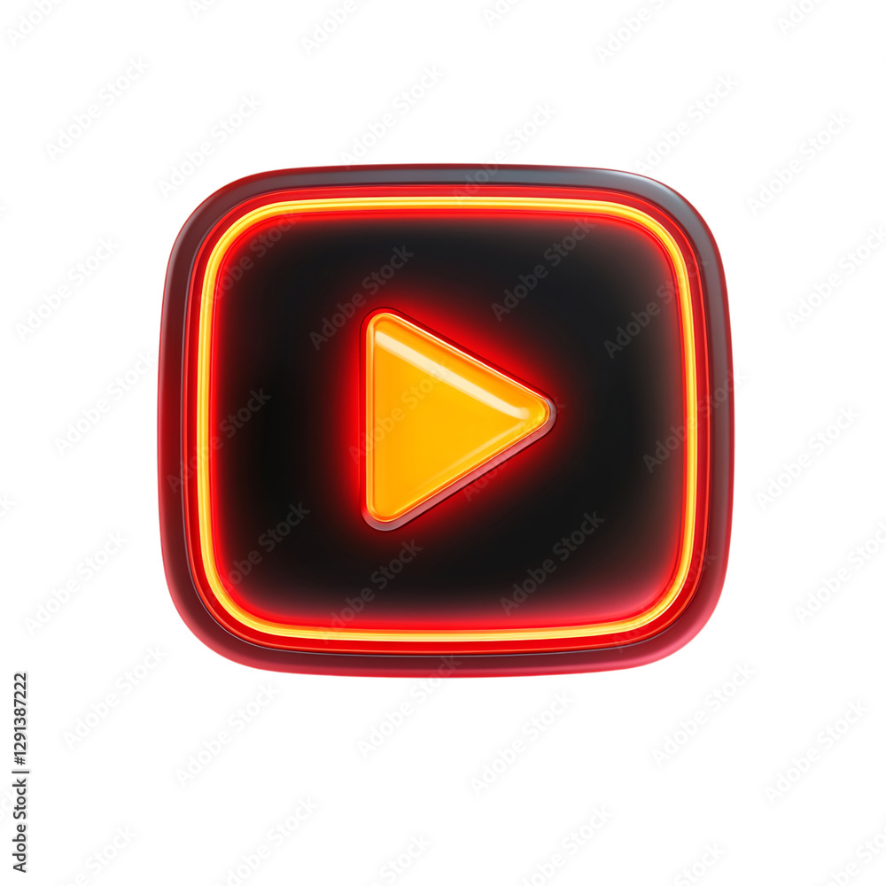 Glowing YouTube Play Button Icon with Red and Black Isolated on Transparent Background Glowing YouTube Play Button Icon with Red and Black Isolated on Transparent Background