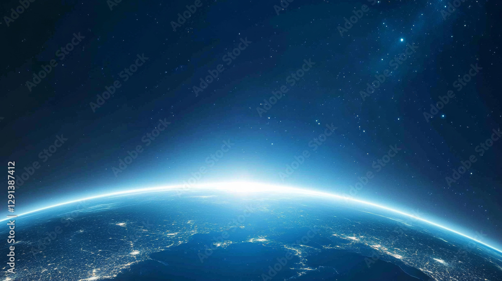 Obraz premium The Earth and Space Technology Background from a Space Perspective