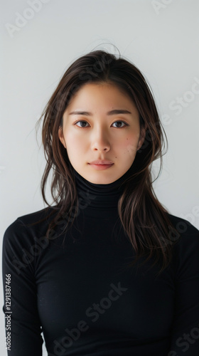 Wallpaper Mural Young Asian woman in black turtleneck, looking directly. Torontodigital.ca