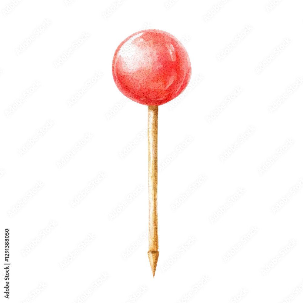 Red Pin on Wooden Stick for Creative Design Projects Red Pin on Wooden Stick for Creative Design Projects