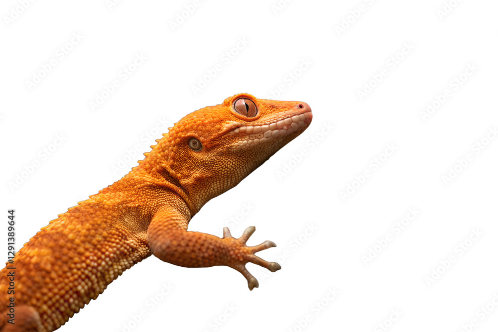 Bright Orange Gecko Resting on a Tree Branch in Close Up png Bright Orange Gecko Resting on a Tree Branch in Close Up png