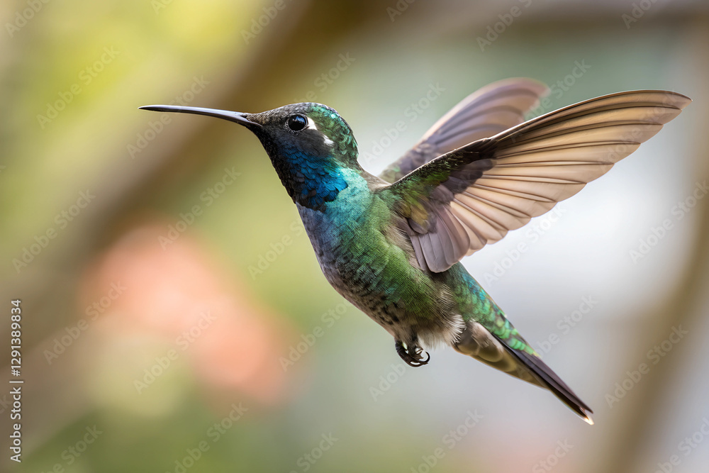 Close Up of a Hummingbird in Flight with Blurred Background Close Up of a Hummingbird in Flight with Blurred Background