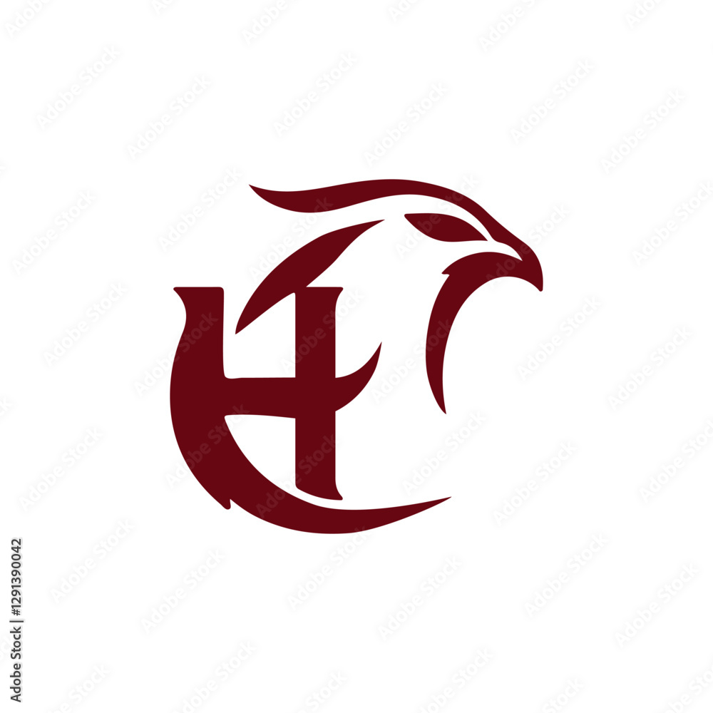 Fototapeta premium Modern Minimalist Letter H Phoenix Head Logo Design