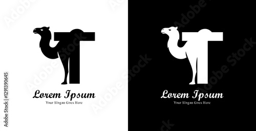 camel shaped logo design combined with the letter T