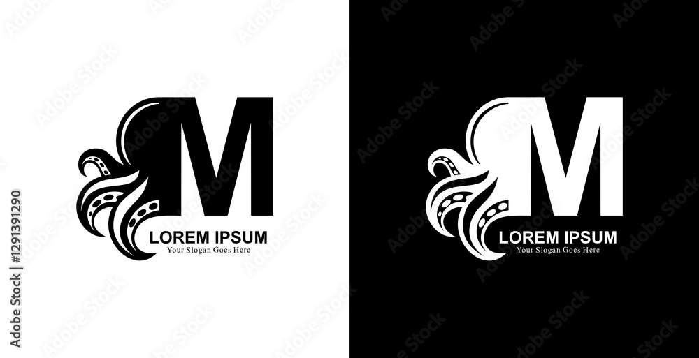 Ταπετσαρία octopus shaped logo design combined with the letter M