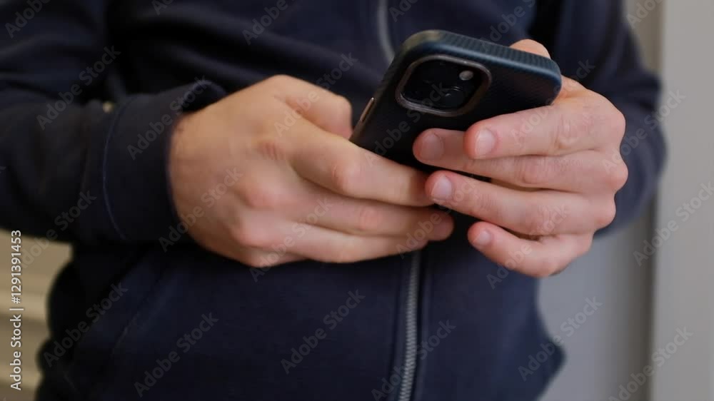 Close-Up of a Man Staring at His Phone – Digital Dependence and Modern Social Issues. Close-Up of a Man Staring at His Phone – Digital Dependence and Modern Social Issues.