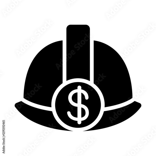 Cryptocurrency mining icon in glyph style