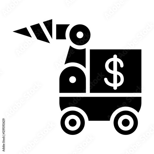 Cryptocurrency mining icon in glyph style