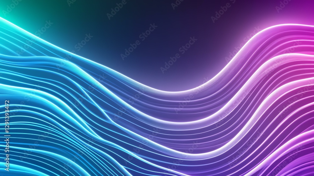 Obraz premium Vibrant abstract wave patterns in neon colors.