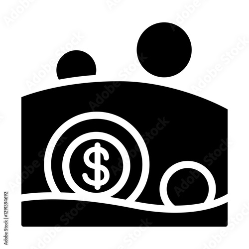 Cryptocurrency mining icon in glyph style