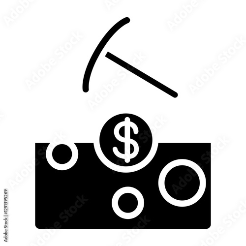 Cryptocurrency mining icon in glyph style