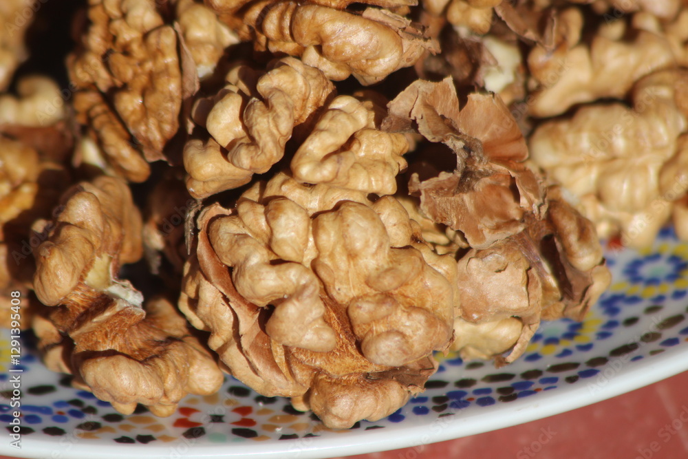 A close-up of peeled walnuts A close-up of peeled walnuts