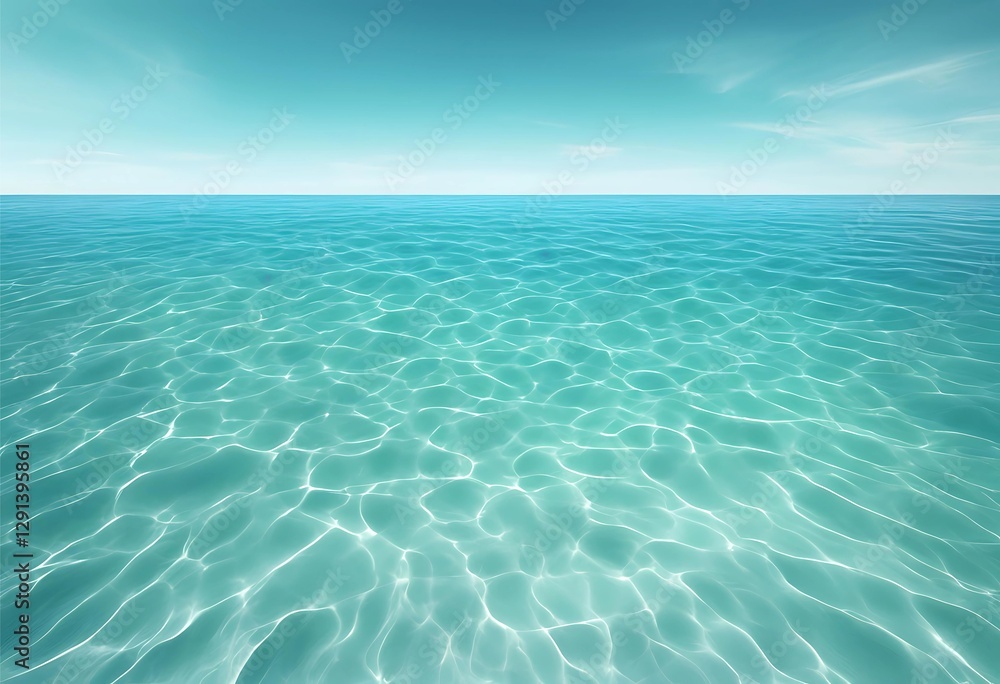 The Calm of Crystal Water: Peaceful Sea Horizon with Light Patterns and Clear Ocean View The Calm of Crystal Water: Peaceful Sea Horizon with Light Patterns and Clear Ocean View