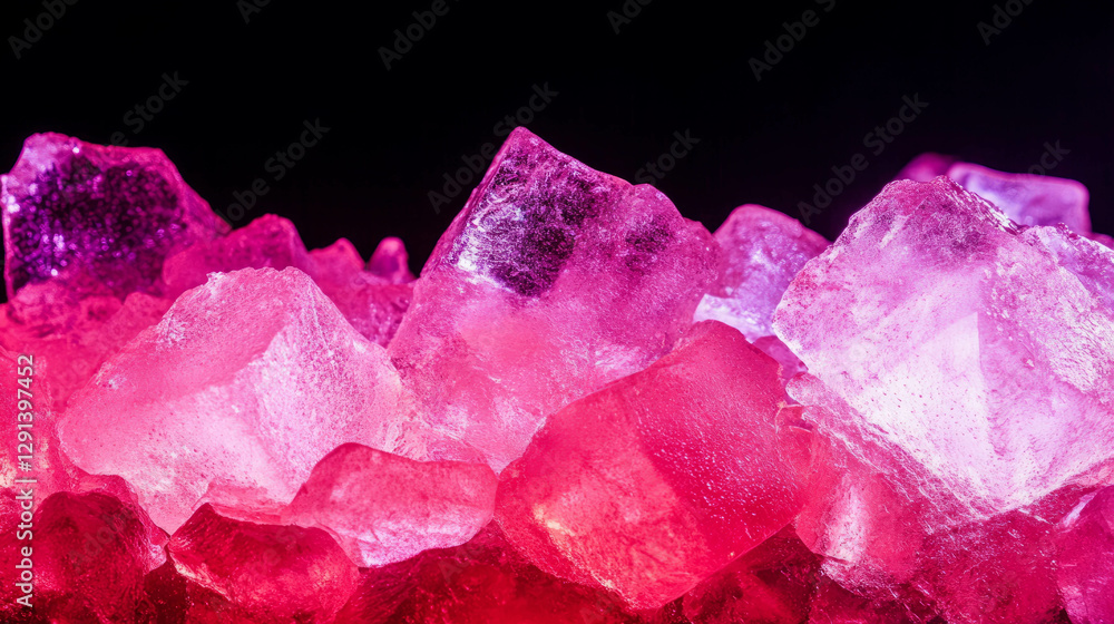Fototapeta premium Vibrant red light reflections on ice crystals for background design