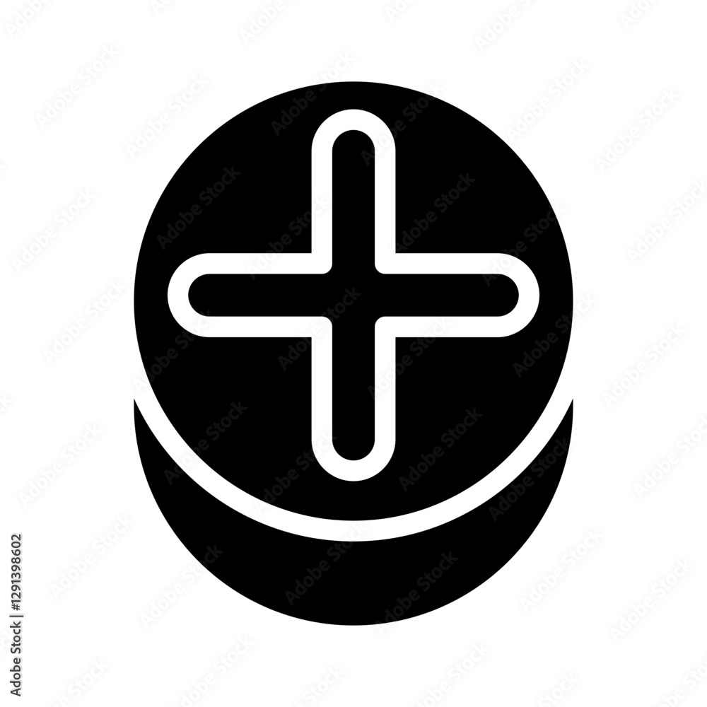 Fototapeta premium Plus, Positive, Cross, Add icon in glyph style