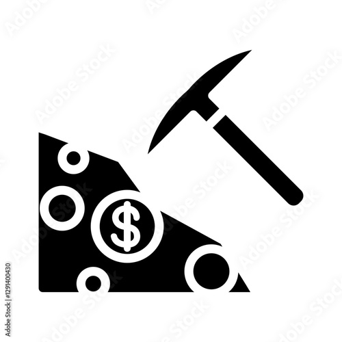 Cryptocurrency mining icon in glyph style