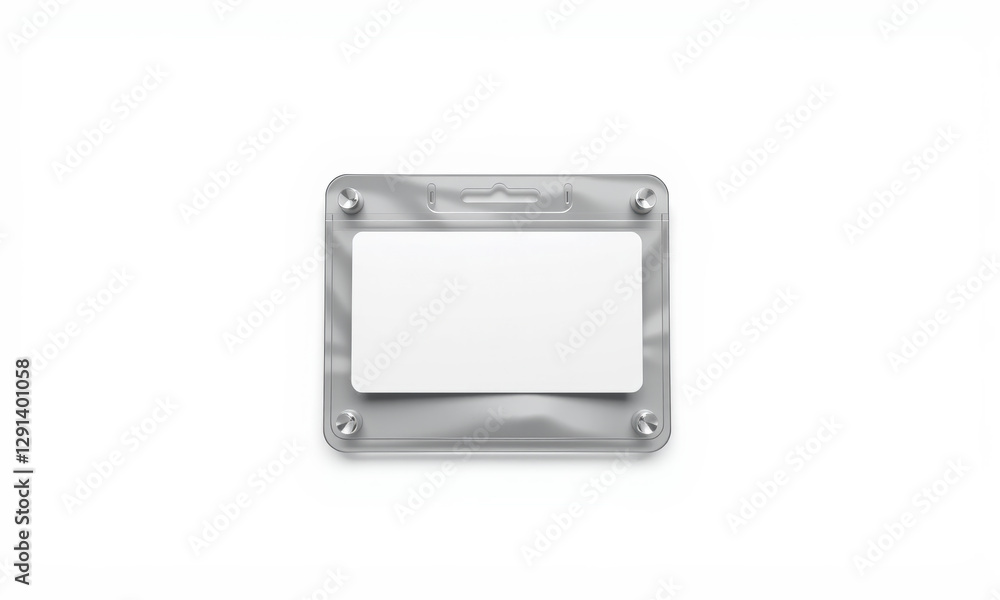 blank badge holder mockup with clear design, ideal for events or identification purposes. holder features simple, modern style, perfect for customization blank badge holder mockup with clear design, ideal for events or identification purposes. holder features simple, modern style, perfect for customization