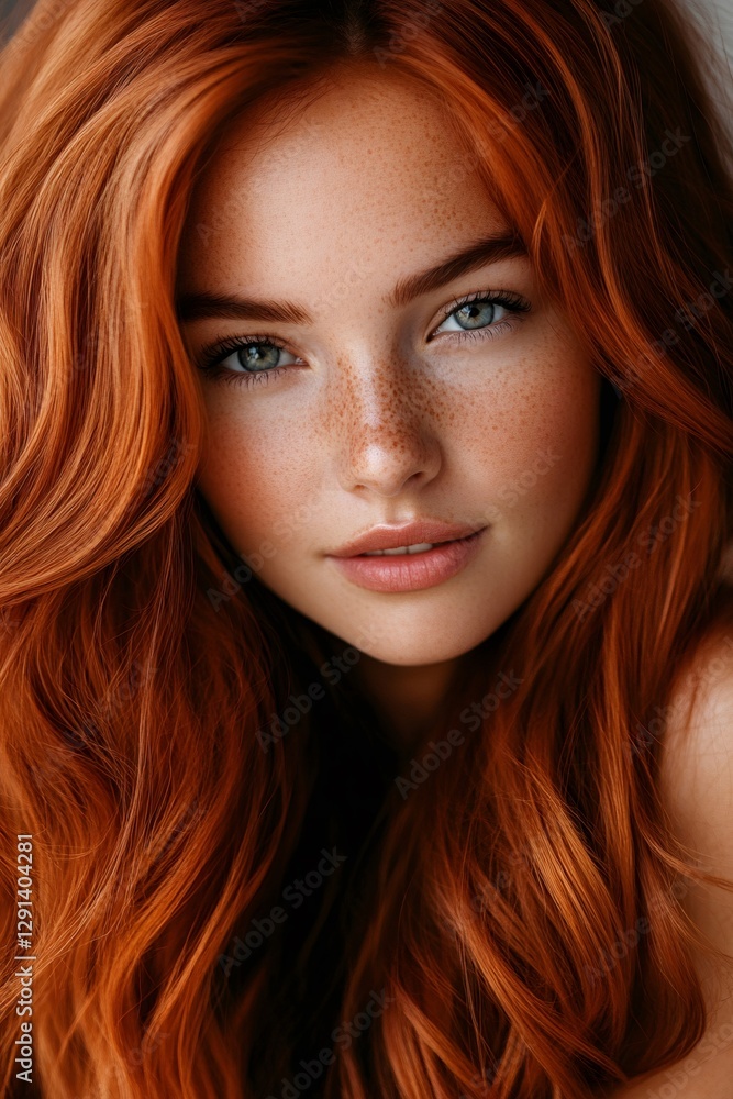 Portrait of attractive young redhead model showing long, healthy hair Portrait of attractive young redhead model showing long, healthy hair