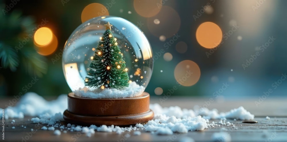 Miniature snow globe with a tiny Christmas tree, xmas tree, ornament Miniature snow globe with a tiny Christmas tree, xmas tree, ornament
