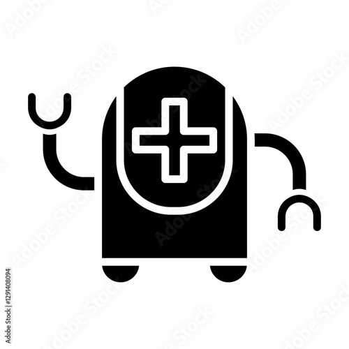 Medical robot icon in glyph style