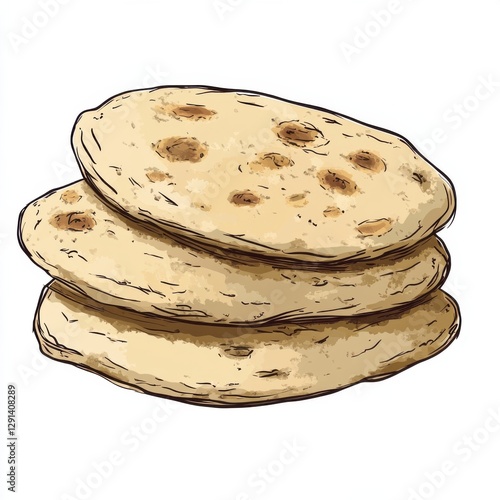 Simple drawing of pupusas on white comal background