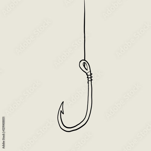 Fish Hook with Line Sketch