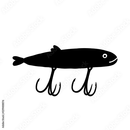 Fishing Lure Black Silhouette Isolated