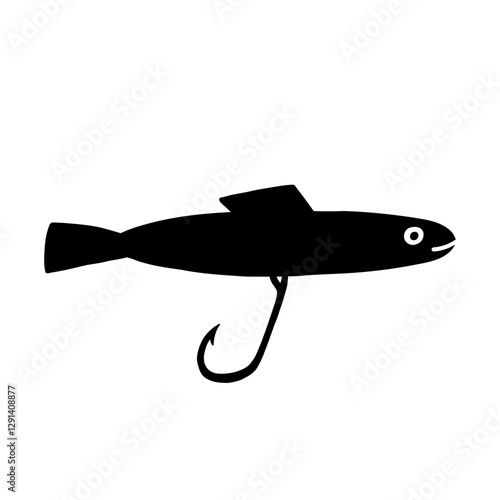 Fishing Lure Black Silhouette Graphic