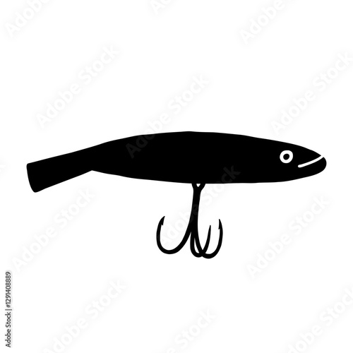 Fishing Lure Black Silhouette Simple