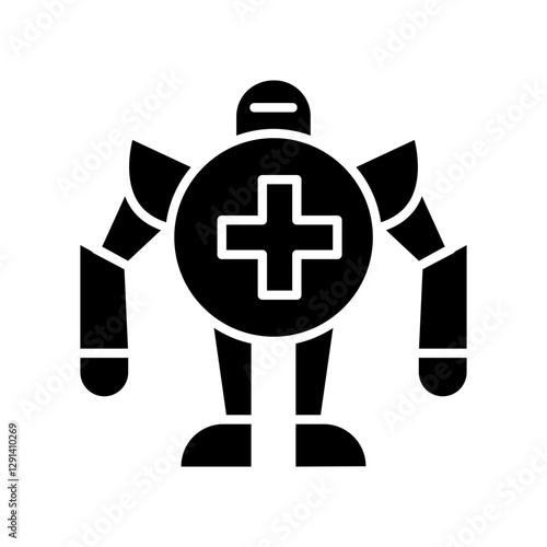 Medical robot icon in glyph style