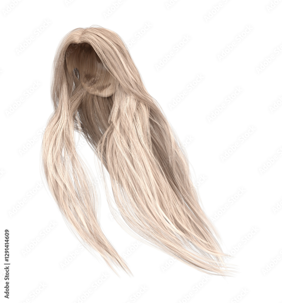 Fototapeta premium 3d render long straight blond hair isolated