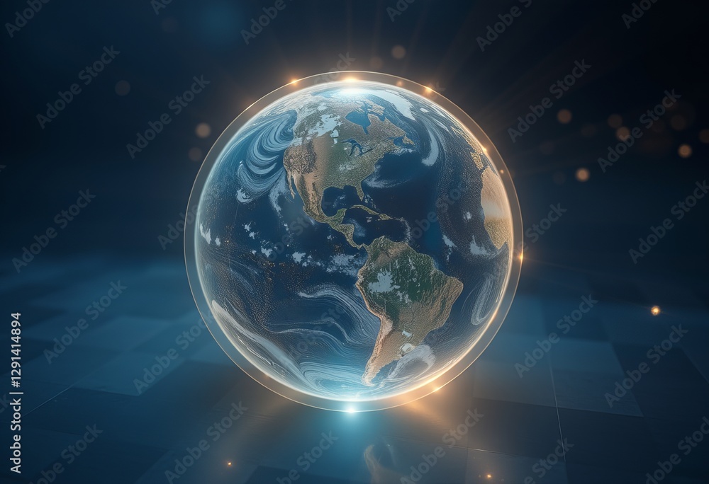 Fototapeta premium Earth in Space with City Lights and a Starry Sky