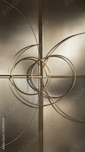 Wallpaper Mural Essence of minimalism metallic circles and squares converge upon canvas study in restraint the play of light on their surfaces forms subdued dance epitomizing sophistication in simplicity Torontodigital.ca